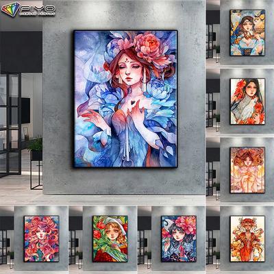 DIY 5D Diamond Painting Flower and Girl Cross Stitch Kit Full Drill Embroidery Mosaic Art Picture of Rhinestones Gift