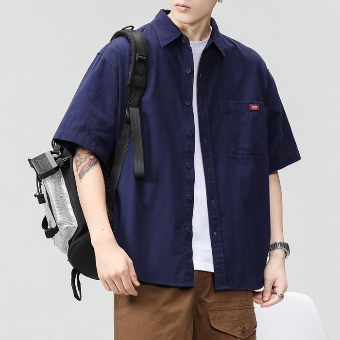 Japanische Retro-Arbeitskleidung Kurzarmhemd Herren Weit Lässig Amerikanisches Sommer Halbarmhemd