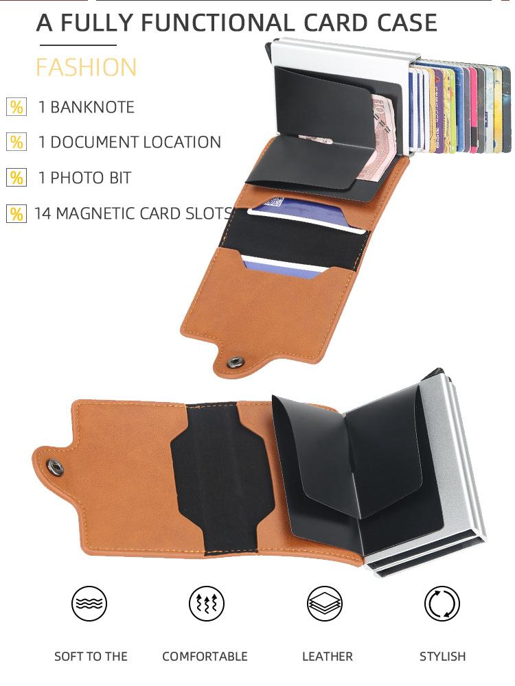 Baellerry European and American Style Men's Short Wallet Multi-card Slots Card Holder RFID Blocking Card Case Snap Button Card Protector