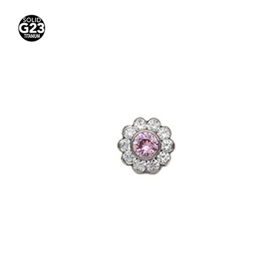 1pz F136 Titanio CZ Ancoraggio Dermal Forma di Luna Micro Ancoraggio Dermal Piercing Fiore Stella Skin Diver Piercing Gioielli per il Corpo 14g