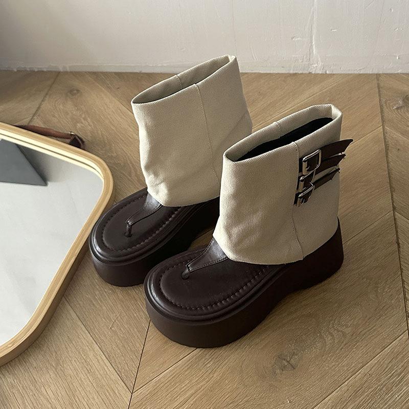 Thick-soled pinch sandals women's outer wear heightening summer 2025 new pinch-toed western denim stacking boots and pants tube cool boots