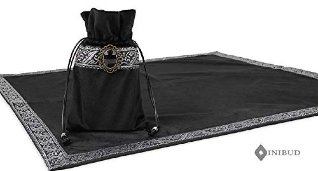 INIBUD Premium Thick Velvet Tarot Cloth with Pouch for Tarot Stone Cards, 65x65cm, Philosopher's