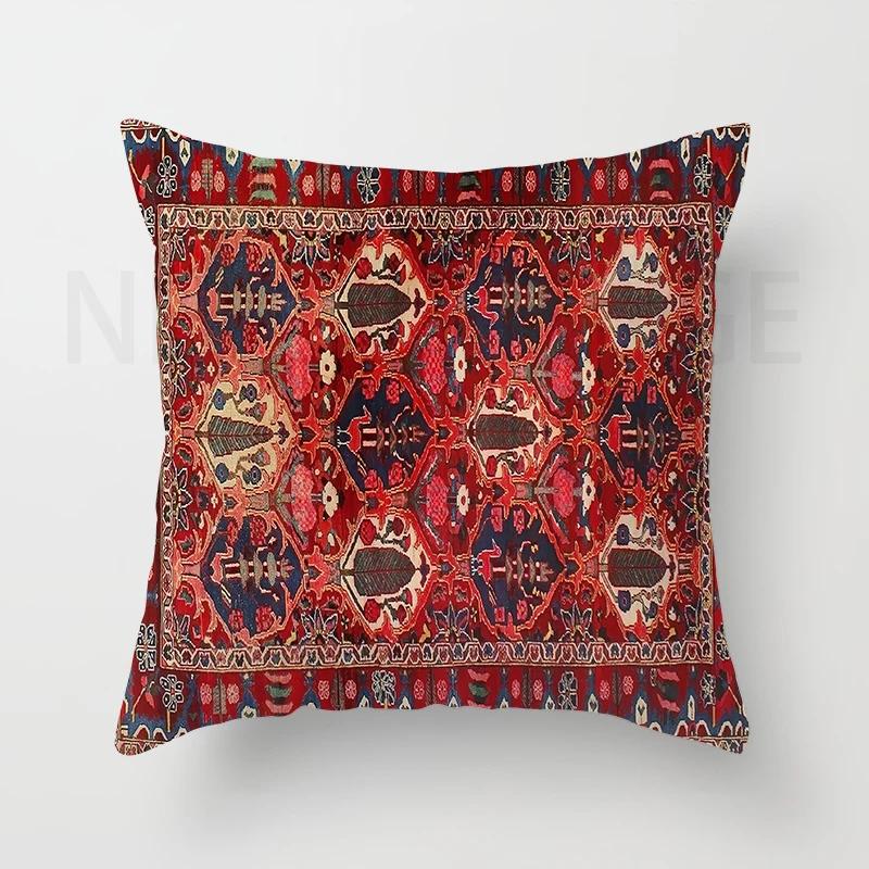 Red Moroccan Ethnic Style Short Plush Pillowcase Sofa Cushion Cover Home Decoration Can Be Customized for You 40x40 50x50 60x60