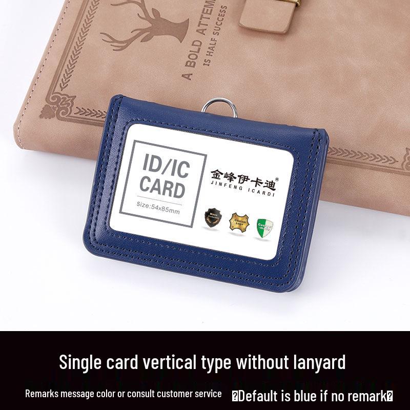 Genuine Leather Double Card Slot Lanyard: Foldable ID & Access Card Holder for Students & Professionals
