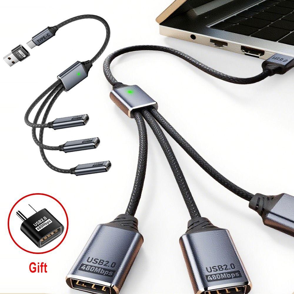 with Converter 3-in-1 USB Splitter Data Transfer OTG Adapter Multifunctional Y Cord Phone Laptop
