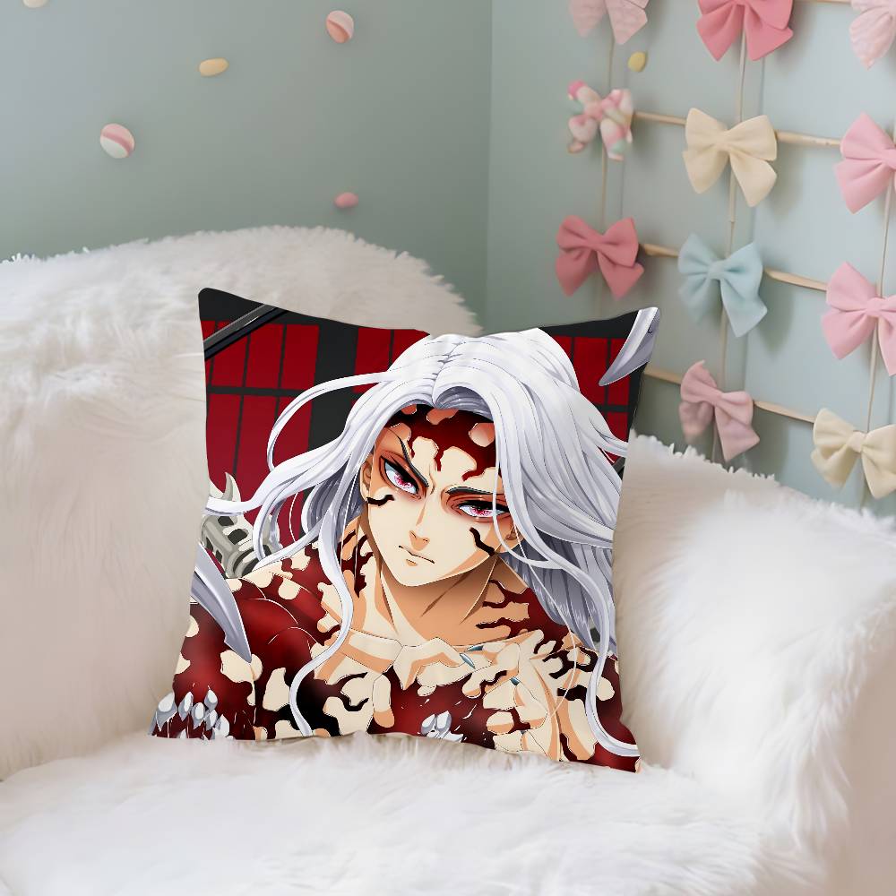 Kibutsuji Muzan Pillow Case Cushion Cover Soft Cute Throw Pillow Case For Car Sofa Pillowcase Polyester With Zipper