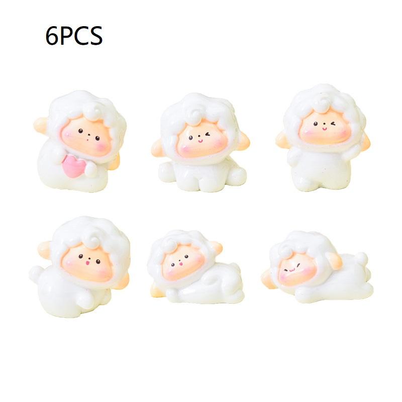 1/6 Pcs Adorable Sheep Car Dashboard Decor Cute Lamb Figurine Auto Center Console Accessory For Women Car Enthusiasts