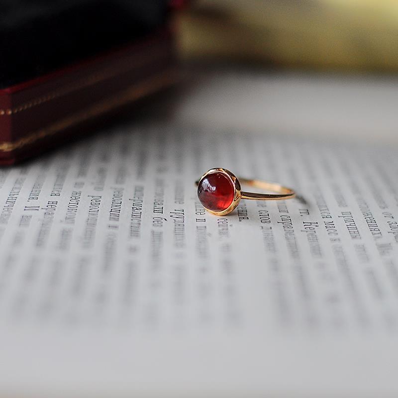 Original New Natural Garnet Egg Round Opening Adjustable Ring Elegant Charm Creative Retro Female  Jewelry
