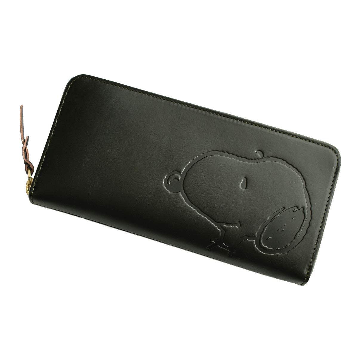 

Long Wallet Genuine Leather Simple Round Zipper [Peanuts] Women s Men s [73161] (Deep Green)