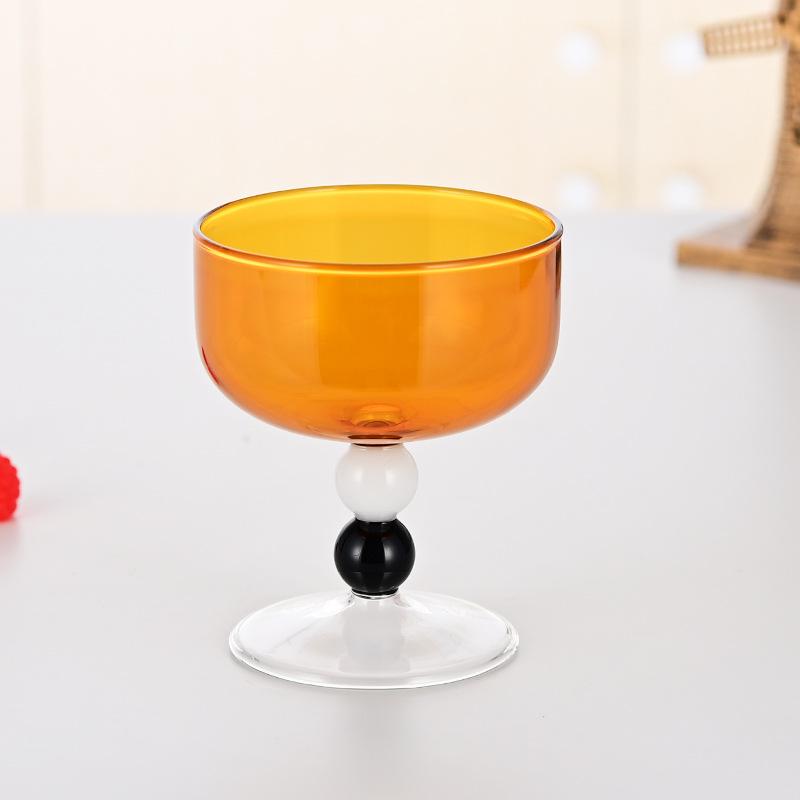 Colored borosilicate glass Household heat-resistant goblet Restaurant ice cream cup Dessert cup Contrasting glass