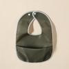 Waterproof Feeding Bib for Babies 0-4 Year Thickened Drool Bandana with Food Catcher Large Coverage Soft Weaning Bib Solid Color