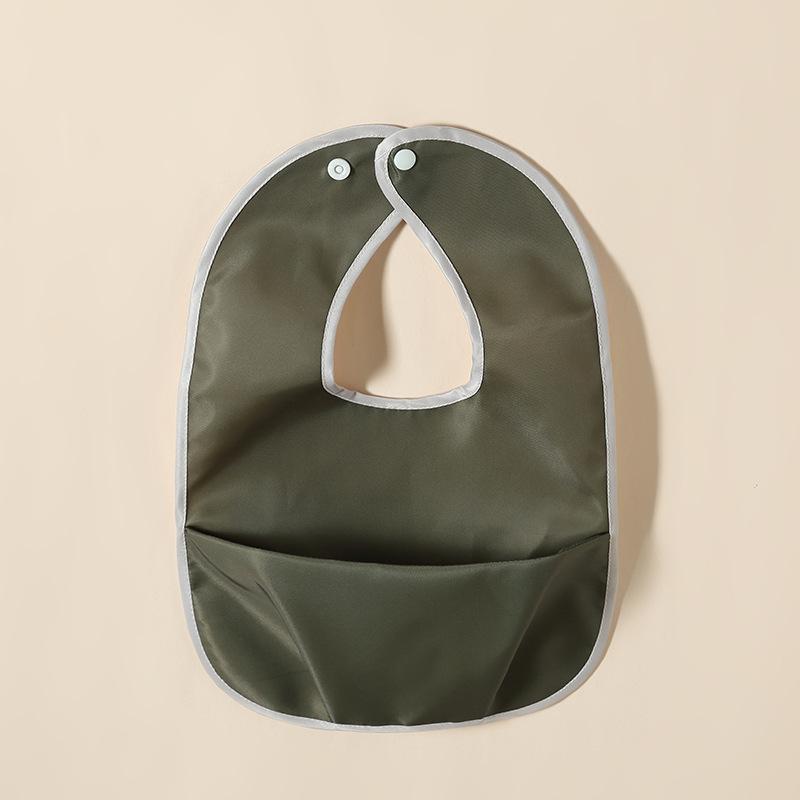 Waterproof Feeding Bib for Babies 0-4 Year Thickened Drool Bandana with Food Catcher Large Coverage Soft Weaning Bib Solid Color