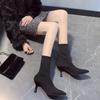Season Fashion Versatile Mid Boots Children Pointed Toe Stiletto High Heels Internet Celebrity Martin Boots Children