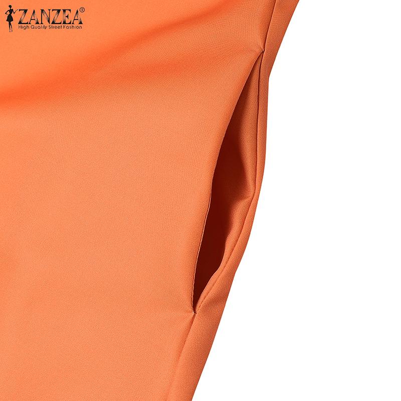 ZANZEA Womens Casual Round Neck Loose Summer Sleeveless Print Dress