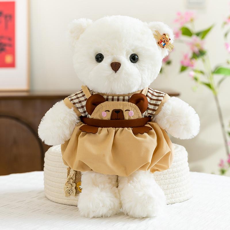 Bear Plush Toy With Cute Dress For Kids Gift And Nap Pillow