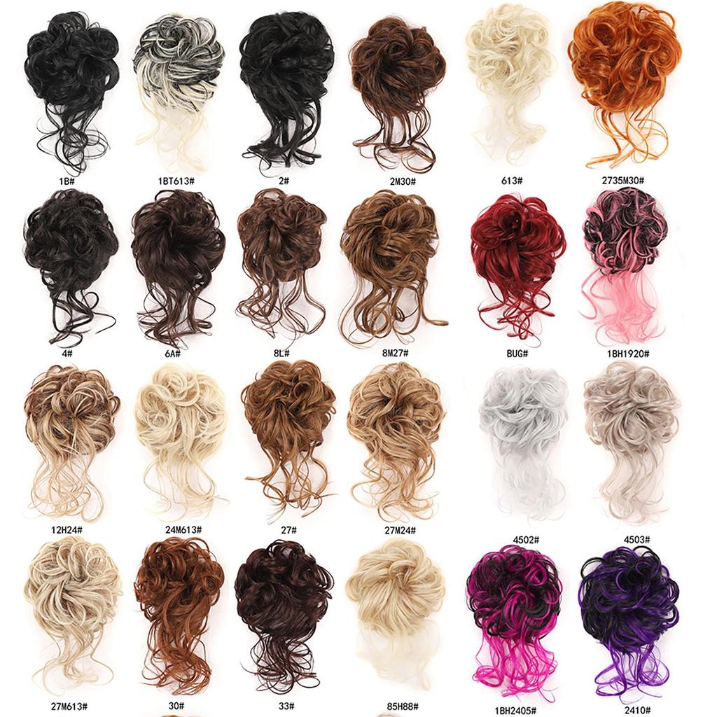 Synthetic Curly Messy Bun Elastic Hair Tie With Long Tendrils Fluffy Chignon Hairpiece For Women Cosplay Daily Hairstyle