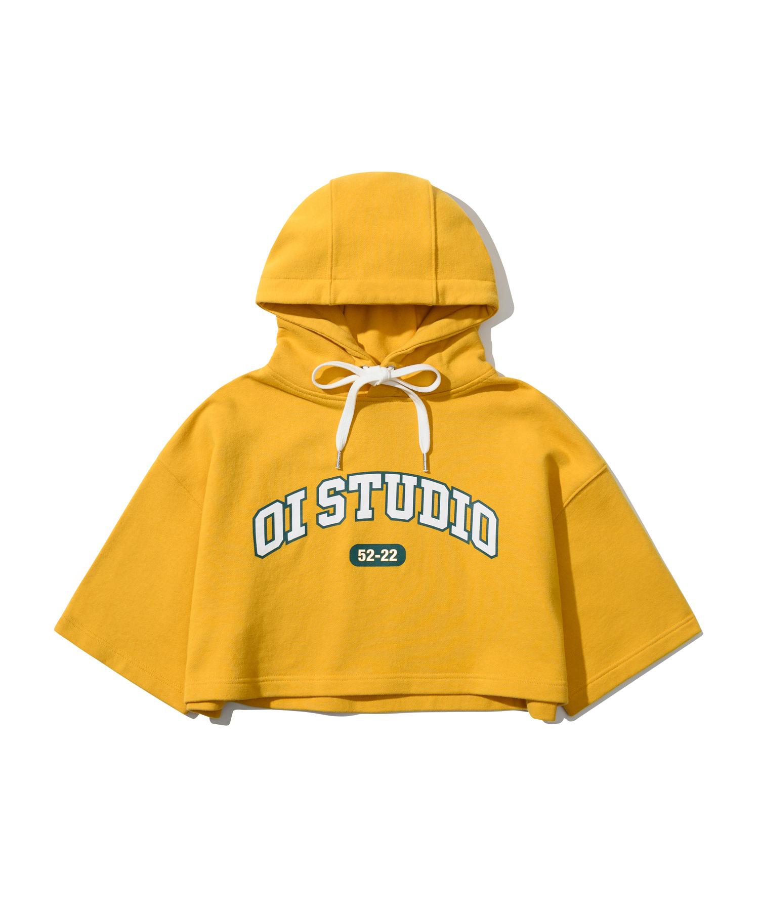 Oioi Collection Arch Logo Crop Hoodie [Mustard] Free