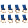 Day and Night - Day and Night Reclining Garden Chairs with Cushions 8 Pcs Solid Teak
