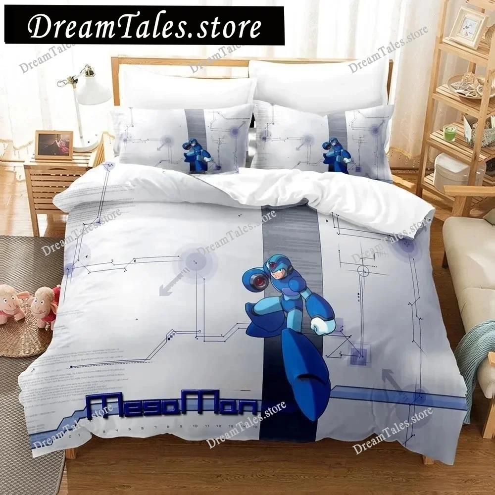 Mega Man X Dive Bedding Set,Rock Man Duvet Cover 3D Print Quilt Cover Pillowcase Single Double Size Boys Girls Birthday Gift741