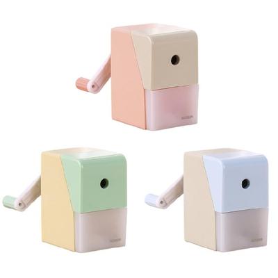 Classroom Manual Pencil Sharpener with Shavings Container, Auto Feeding In Adjustable Thickness Sharpener for Student