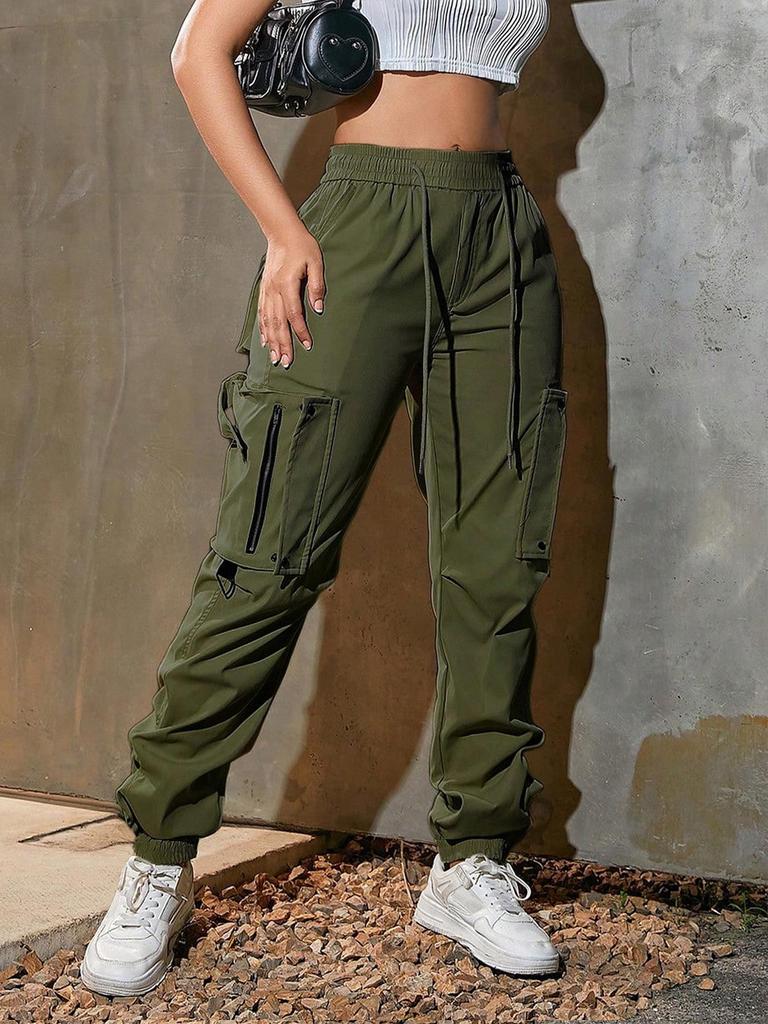 European & American Women's Tactical Cargo Pants - Summer Sports Style, Drawstring Casual Wear.