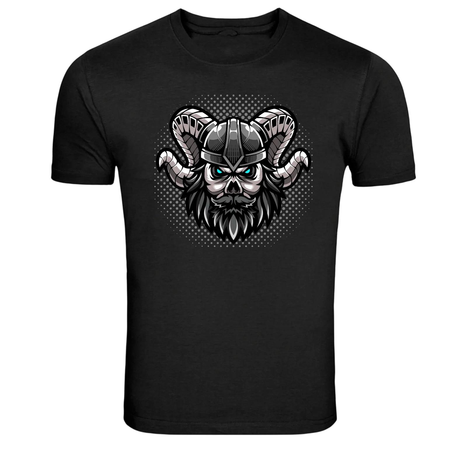 Viking Skull Helmet Warrior Graphic T Shirt Norse Myth Tee S
