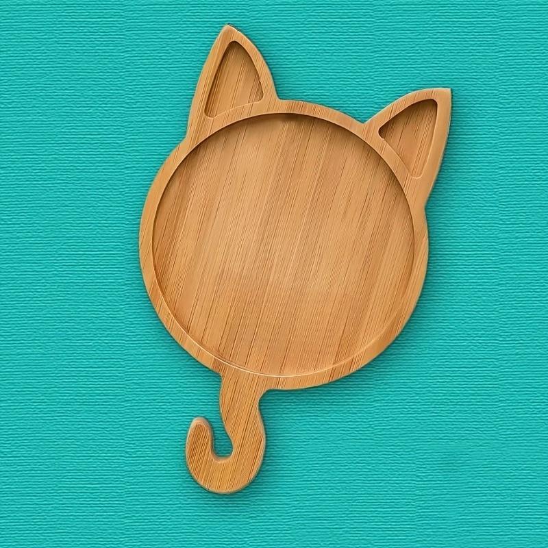 1PC Exquisite Wooden Decorative Tray, Cute Cat Shape, Lettering Wooden Decorative Tray, Home Desktop Decorative Storage Tray