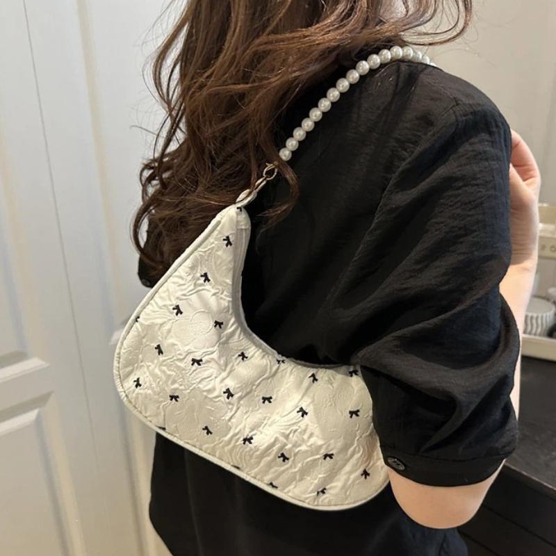 Borsa a Mano Unica con Fiocco Pieghettato Elegante Versatile Borsa a Spalla/Sottobraccio Per Donna