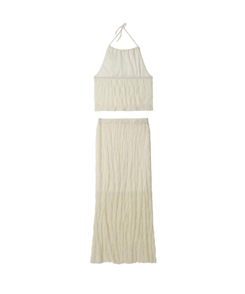 VIKINI VENDER Athlon Texture Chiffon Halterneck Top & Skirt Set