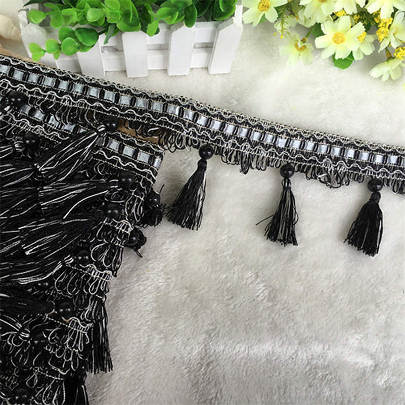 12 Yards Vorhangquastenfransen Kanten Spitzenbesatz Perlen DIY Nähhandwerk Vorhänge Kissen Möbel Polsterung Dekor