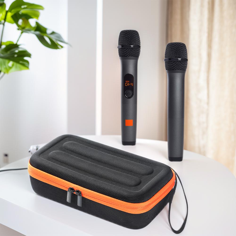Rechargeable Battery Portable Mic Storage Bag Anti-Scratch Mic Travel Bag 2 Slots Hard Travel Case for JBL PartyBox Wireless Mic