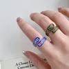 High-End Embossed Pattern Adjustable Open Ring for Women - Retro Distressed Style, Versatile Index Finger Accessory