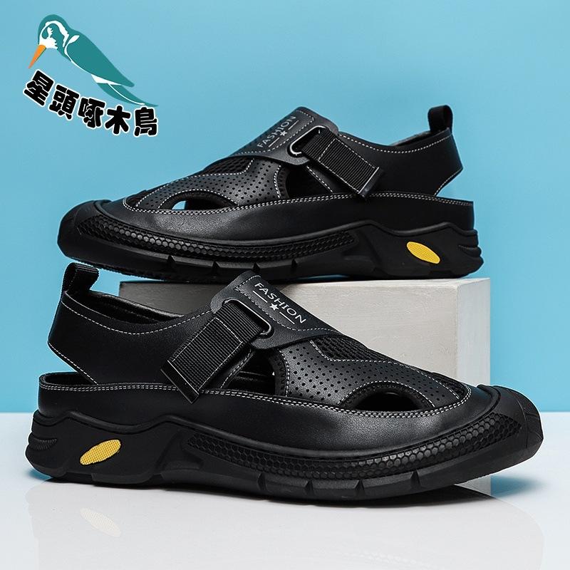 Men's shoes 2025 summer new hollow breathable driving dad soft bottom casual hole bag head sandals