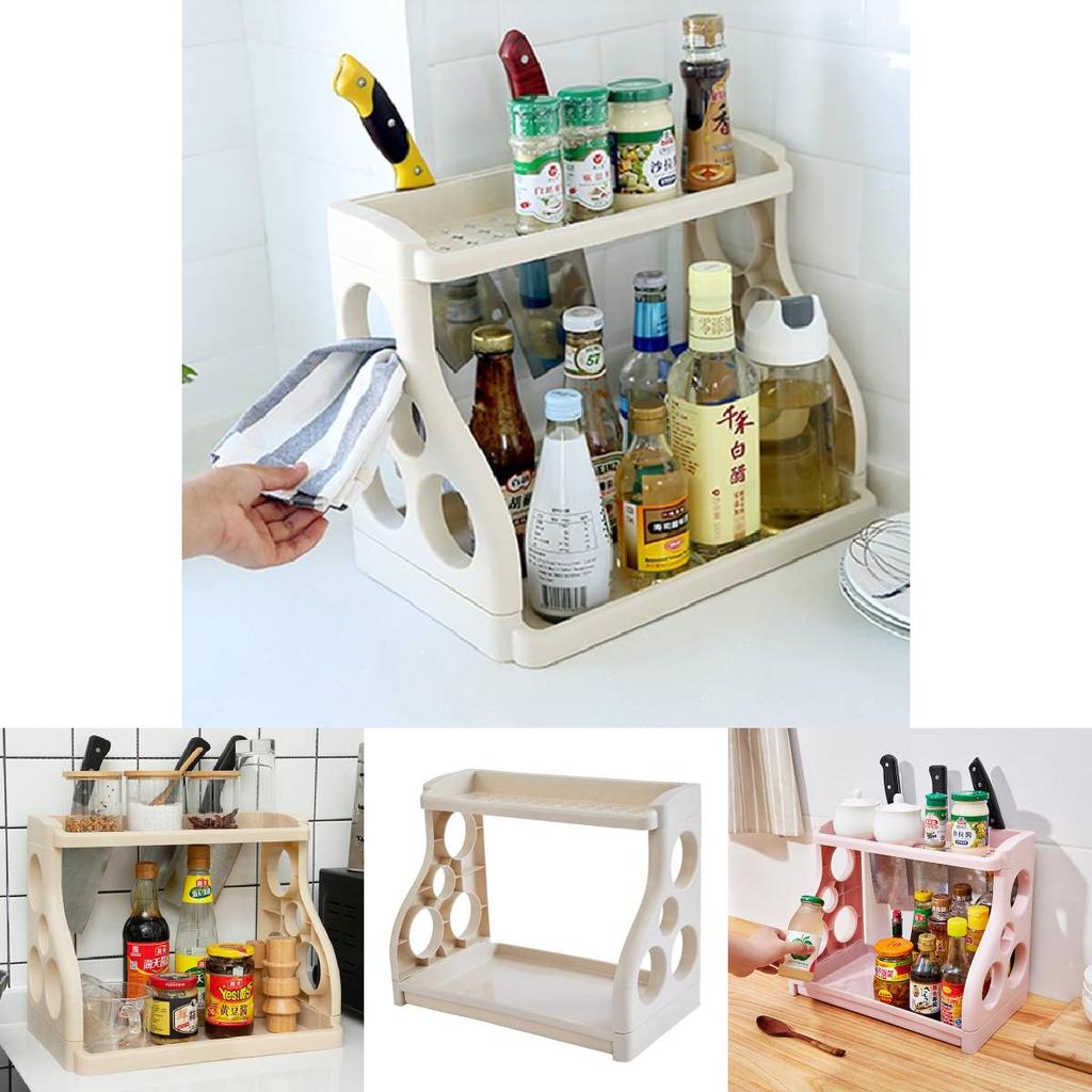 Kitchen Organizer Dual Layer Pp Material With Nonslip Surface For Home Cooking Storage