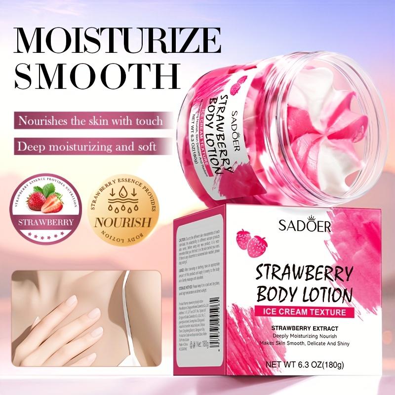 180g Strawberry Body Lotion, Containing Plant Squalane - Moisturizing and Hydrating Ice Cream Texture, Niacinamide and Glycerin, Strawberry Skin Care