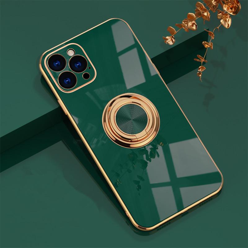 Soft Square Phone Case For iPhone 11 12 13 14 15 Pro Max XS X XR 7 8 Plus SE  Mini Stand Ring Silicone Shockproof Cover