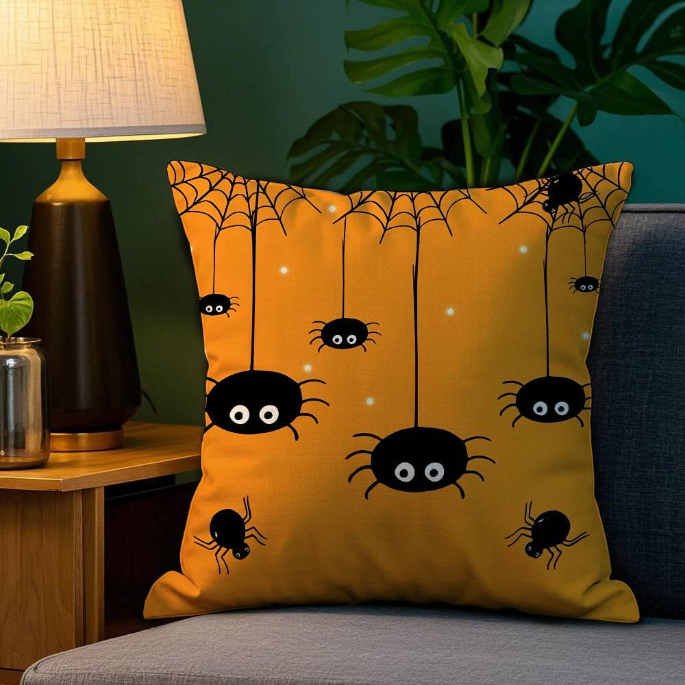 Happy Halloween Scary Spider Web Pillow Case Sofa Living Room Bedroom Double-sided Printing Cushion Nap Time Cushion Cover