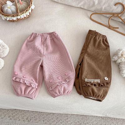 2025 New Winter Korean Style Cute Fleece-Lined Wide-Leg Pants for Little Girls