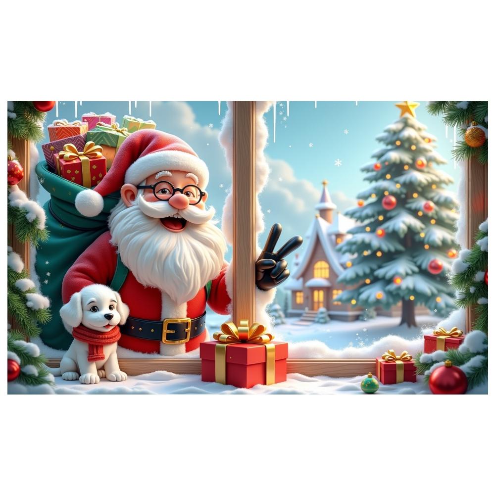 Holiday Banner Festive Theme Winter Banner Xmas Banner Santa Pattern For Photo Backdrop Xmas Event Christmas Party