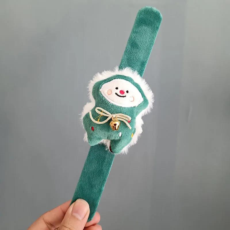 

1/4pcsChristmas Snap Bracelet Plush Elk Snowman Design for Kids Party Games Xmas New Year Gift зелёный