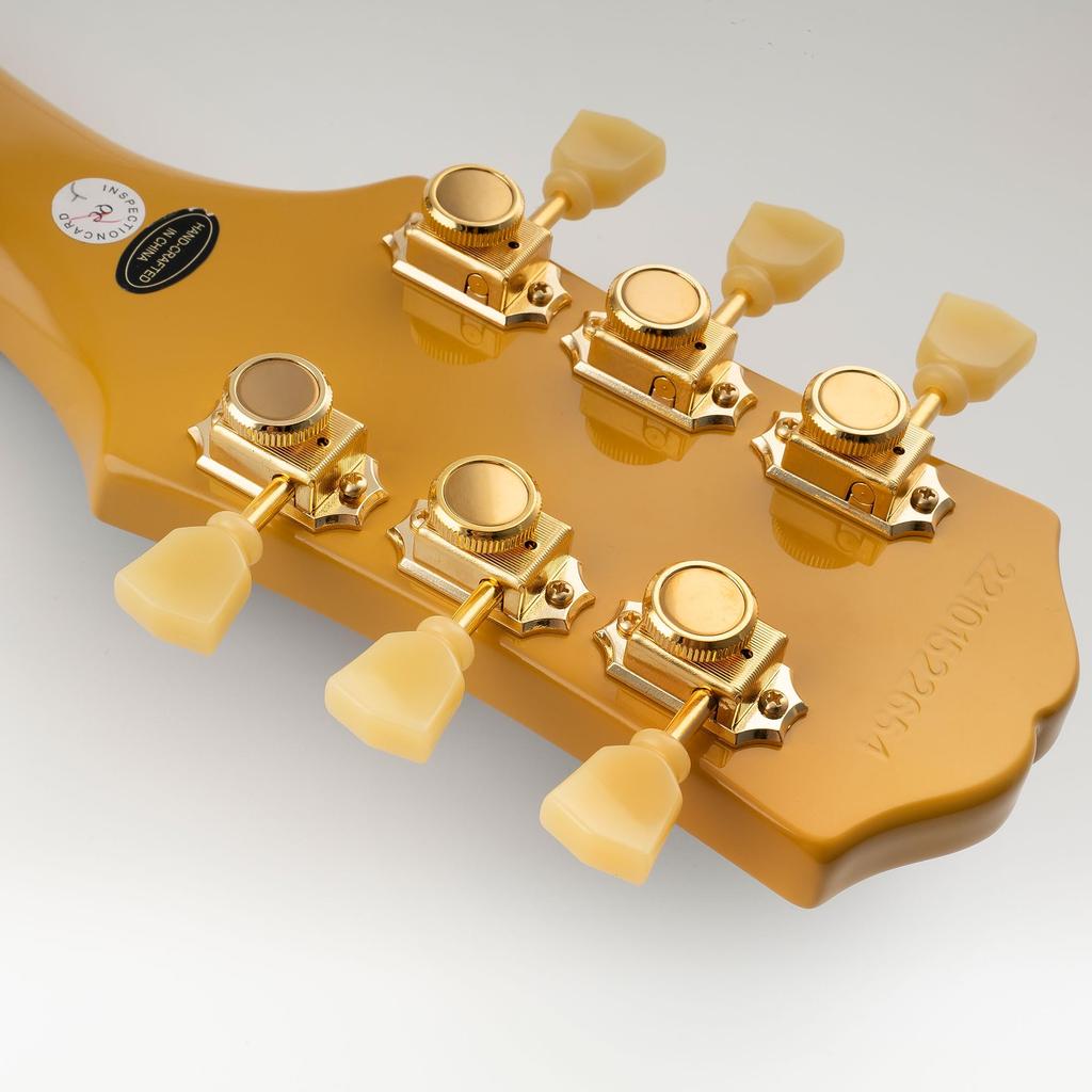 Musiclily Pro Vintage Guitar Locking Tuners for LP Les Paul Electric Gold Cream Button 3L+3R Guitar/Acoustic Guitar,