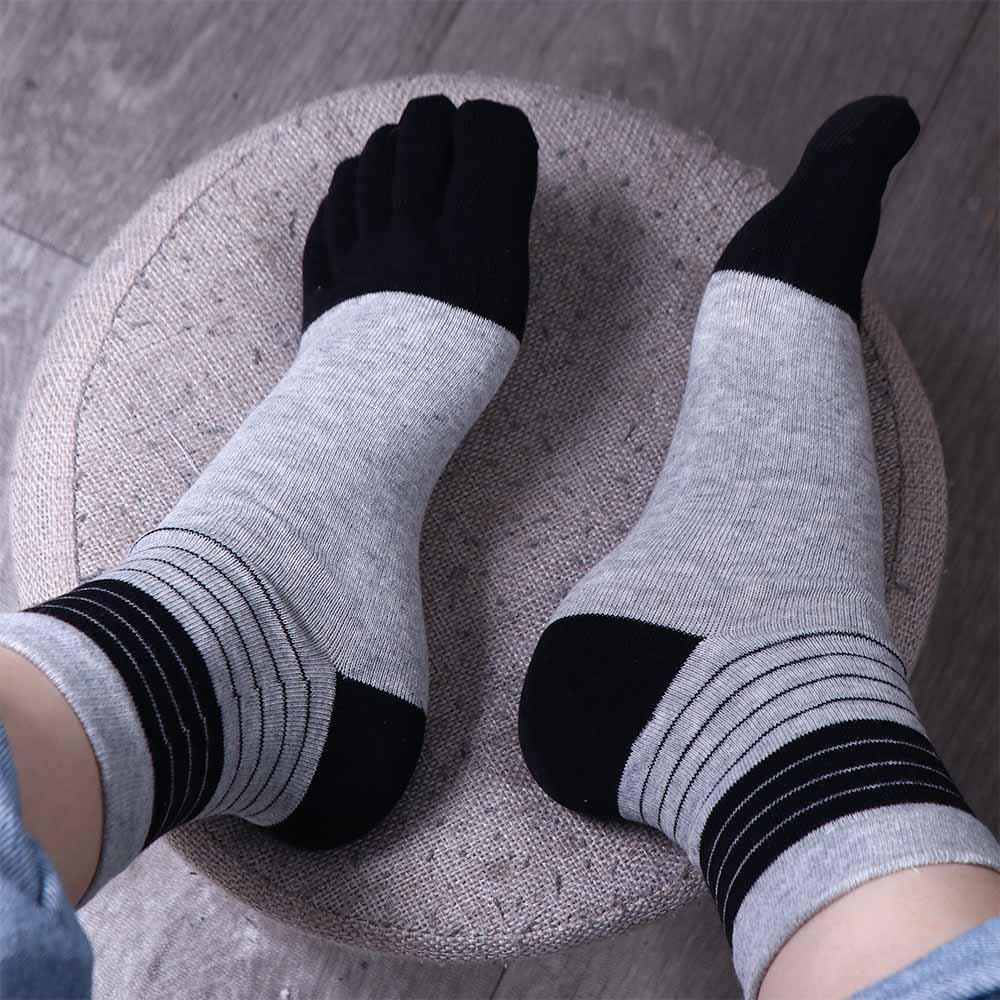 Fashion Deodorant Comfortable Simple Middle Tube Casual Socks With Toes Stripe Hosiery Five Finger Socks Man Socks
