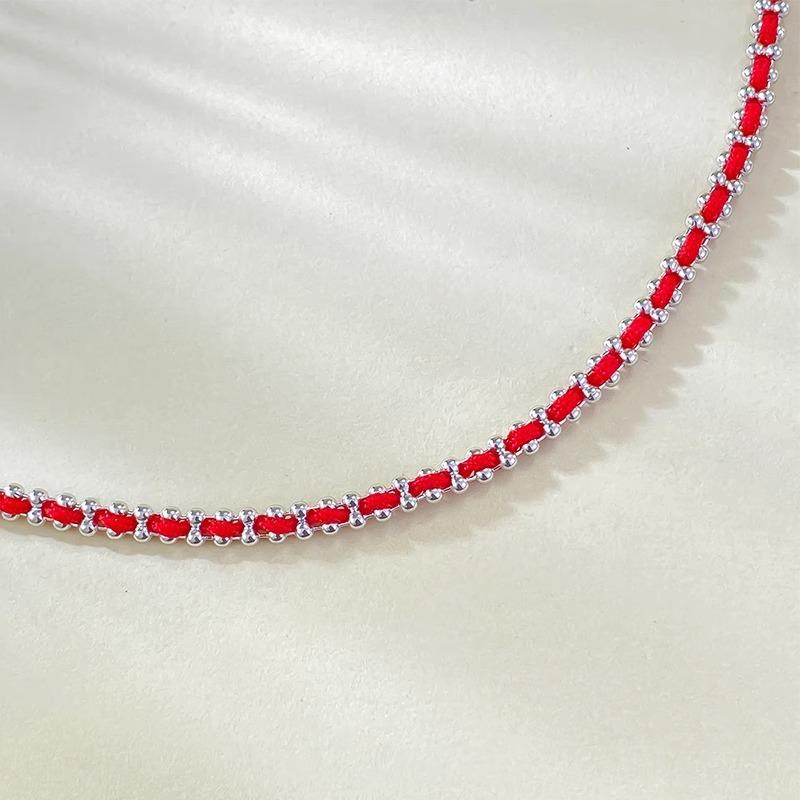 Bracelet Tendance Rouge en Corde pour Femmes, Bijoux à Transfert Chanceux, Bracelet Manchette Design Créatif de Niche