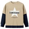 Converse Kids Star Logo Print Faux Two-Piece Long Sleeve T-Shirt