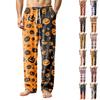 Men's Corduroy Halloween Print Pajama Pants with Pockets, Cozy Loungewear for Sleep and Relaxation