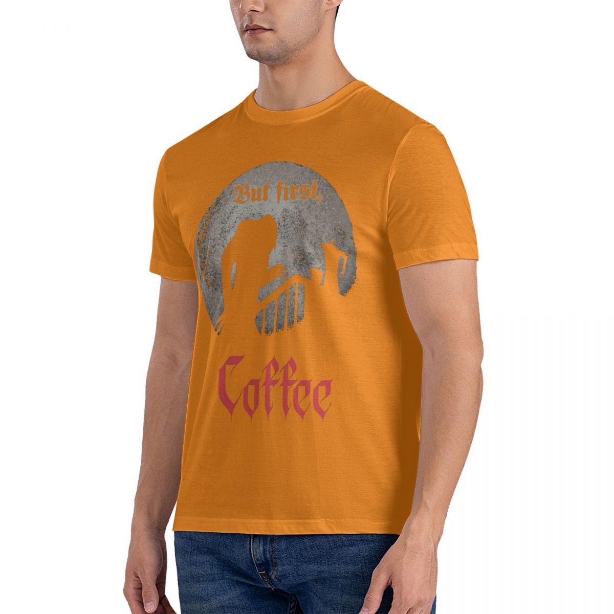 

Nosferatu But First Coffee Printed T-Shirt Funny Mens Short Sleeve Loose Oversized Tees 4XL