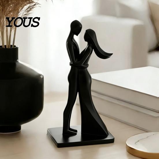 Durable Couple Statue Figurine, 3D Printed Hugging Statue, Modern Romantic Desktop Sculpture for Living Room, Bedroom, Office, Shelf, Table