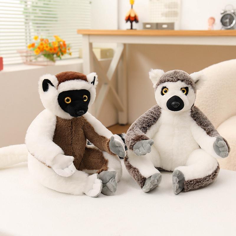 1 Stück 25 cm Simulation Lemur Plüschtier Pelziges Lemur mit aufgebogenem Schwanz Katta Plüschtier Puppe Gefülltes Weiches Spielzeug Schönes Geschenk