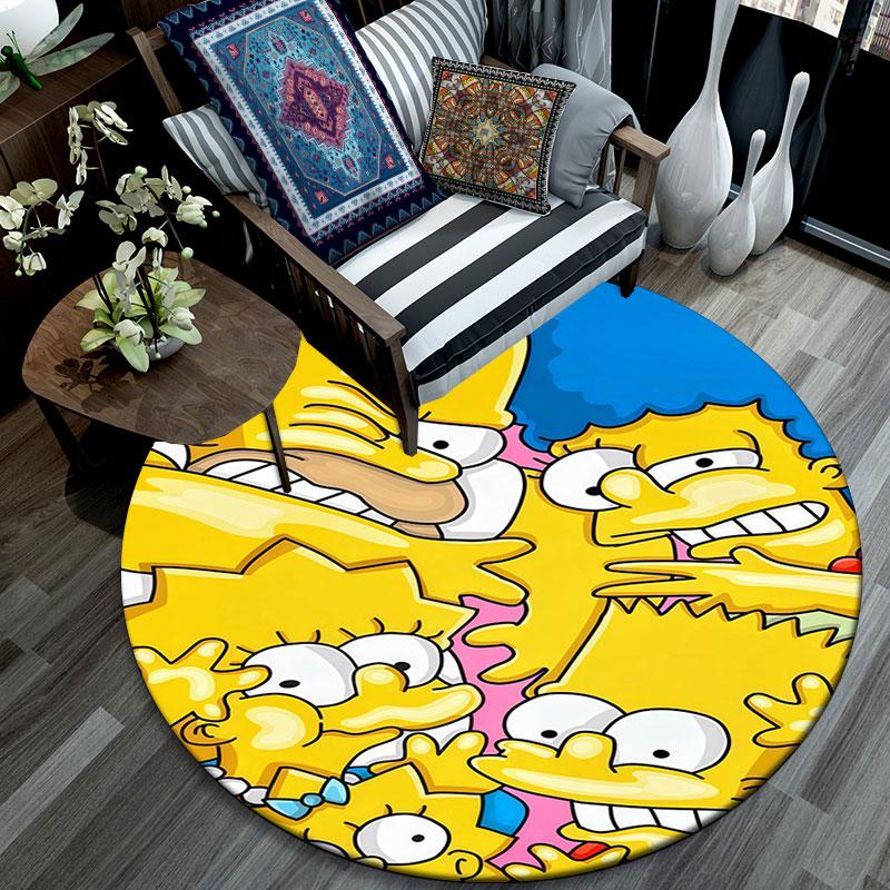 The Simpsons Cartoon Poster Pattern Round rug,Carpet Rug for Living Room Bedroom Playroom ,Non-slip Floor Mat,Holiday Gifts and Birthday Gifts.