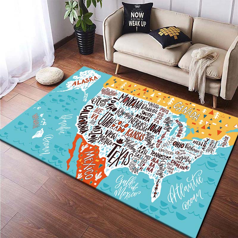 Retro Navigation Map Decorative Large Rugs for Living Room Home Decor Area Mat Children Room Floor Mate Bedroom Carpet Mat Gift